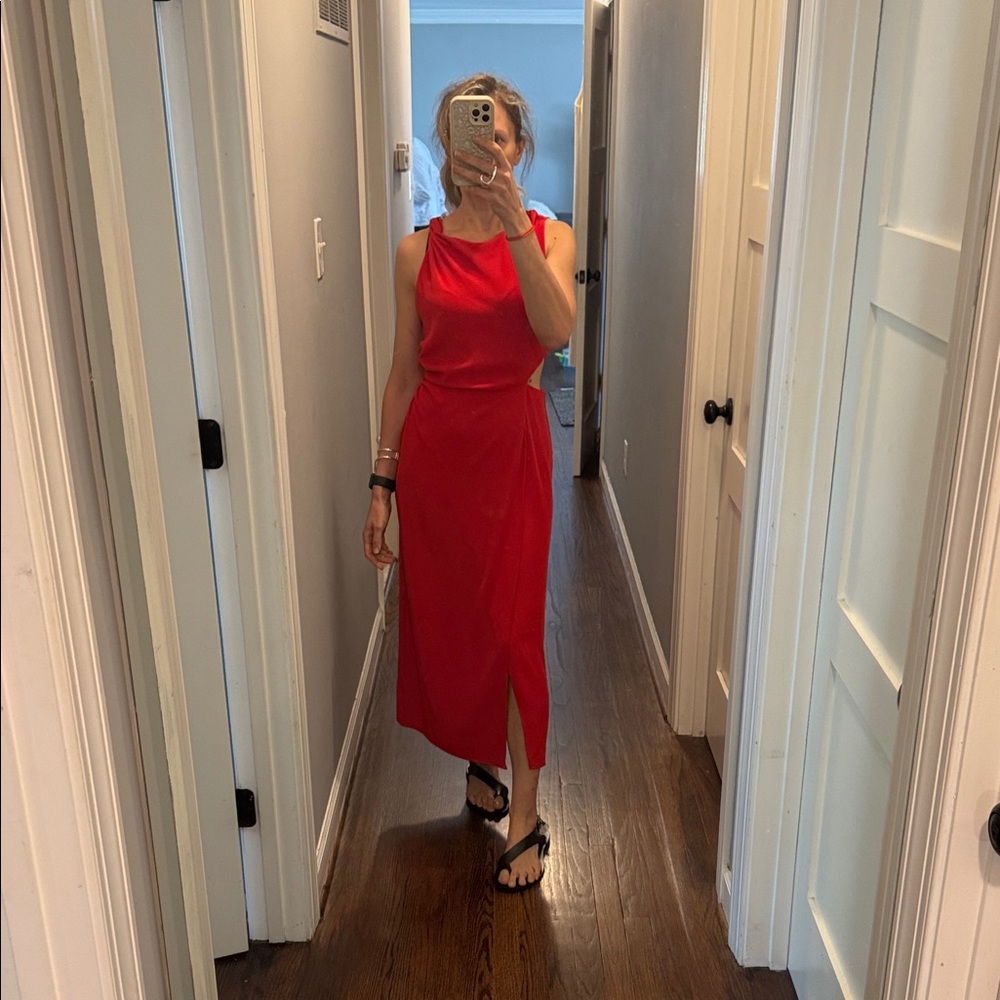 Zara Vibrant Red Midi Dress